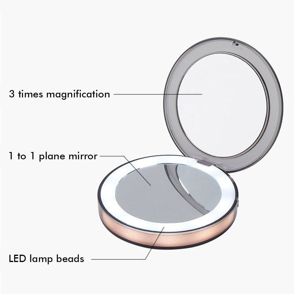 Compact Makeup Mirror with LED Lighting