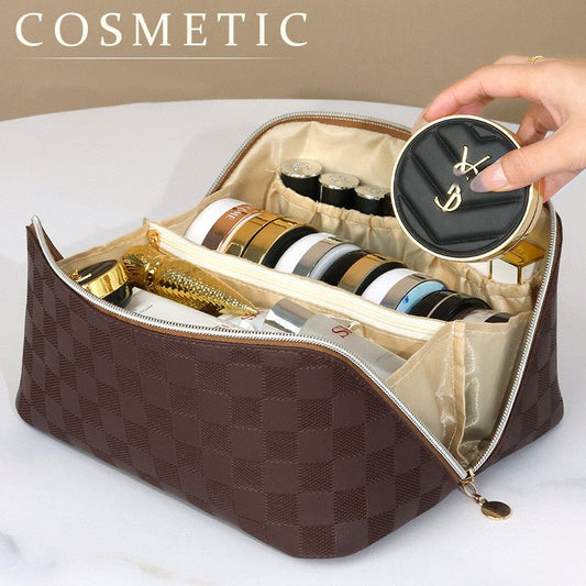 Plaid PU Makeup Bag