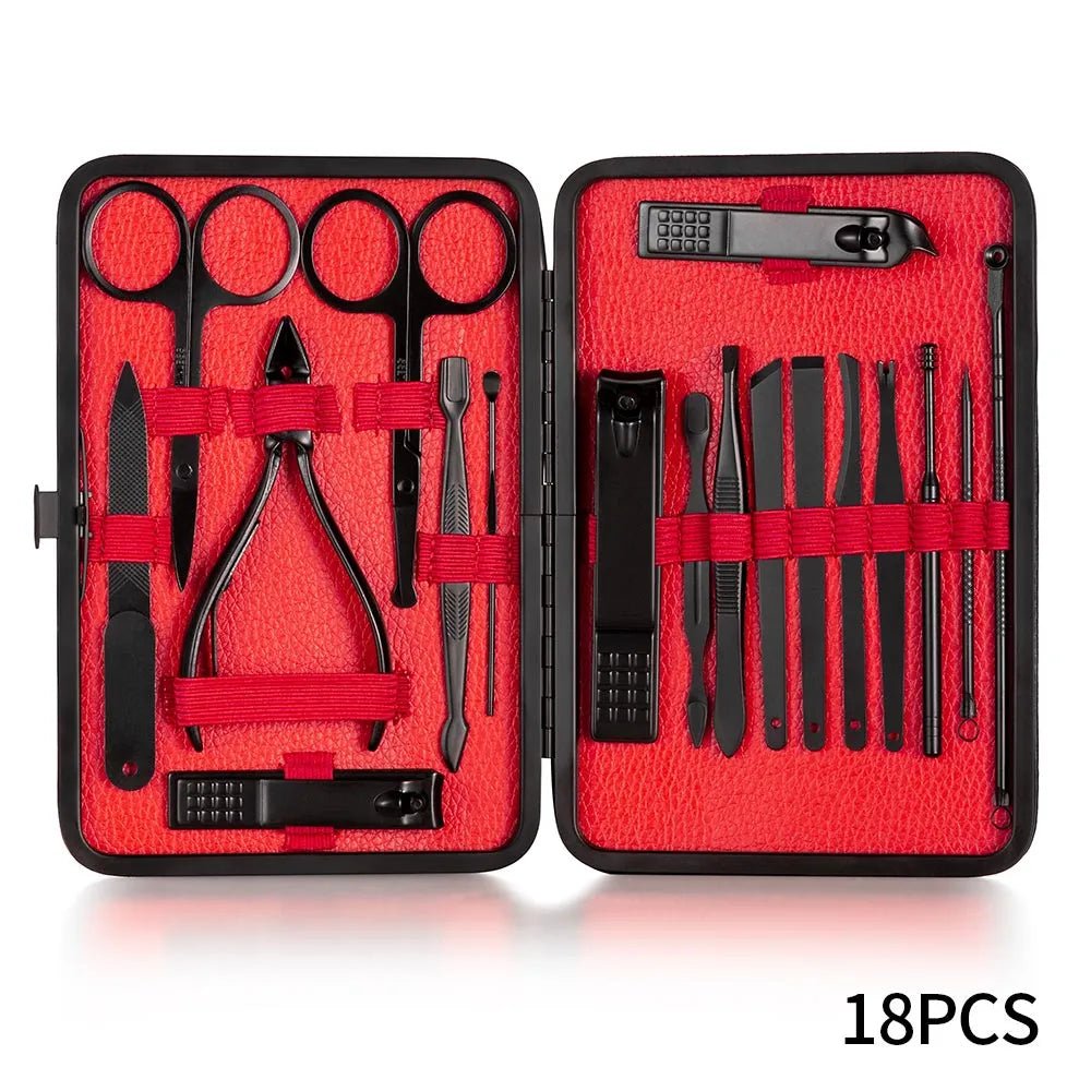 18 pcs red Stainless Steel Nail Care Kit